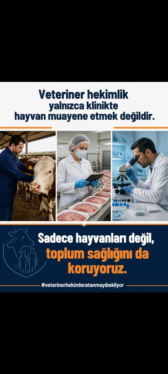 emresekbanb0953's tweet photo. Veteriner hekimlik yalnızca bir diploma değil, büyük bir sorumluluktur. Bu sorumluluğu kamu hizmetinde üstlenmeye hazır meslektaşlarımızın istihdam edilmesi için yeterli atama yapılmasını bekliyoruz.
#veterinerhekimleratanmayıbekliyor https://t.co/kW2XDi4tTs