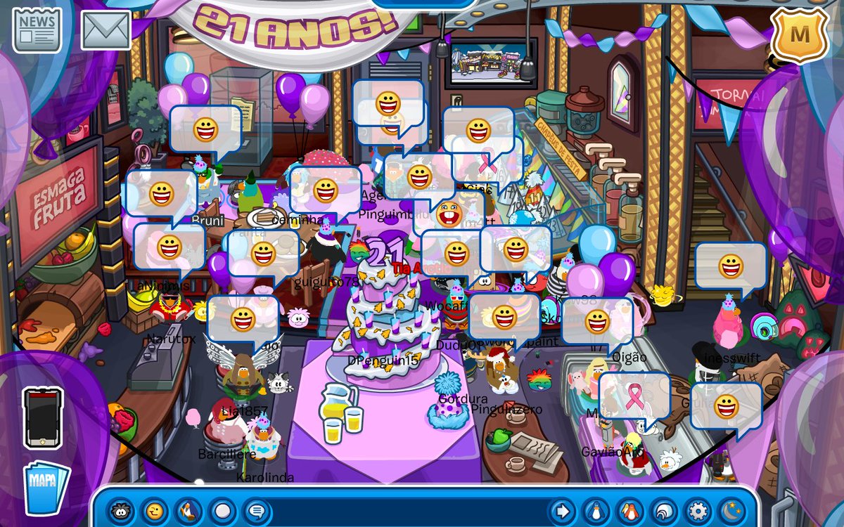 DimensaoPinguim's tweet photo. FELIZ 21 ANOS, CLUB PENGUIN! 🐧 

Eu sei, estamos atrasados… mas não vamos deixar passar em branco! Deem uma passadinha no Café e resgatem o chapéu de festa de vocês! 🎉

Mas e aí, qual seu momento favorito do Club Penguin? 👀 https://t.co/YSEzwt0kLY