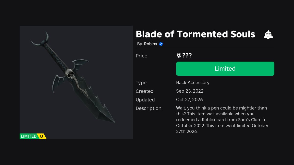 MrNotifier's tweet photo. 🤑 Went LimitedU! - Blade of Tormented Souls

🆔 10999681015

https://t.co/kaURlUXRFz https://t.co/NEiMwNJjGR