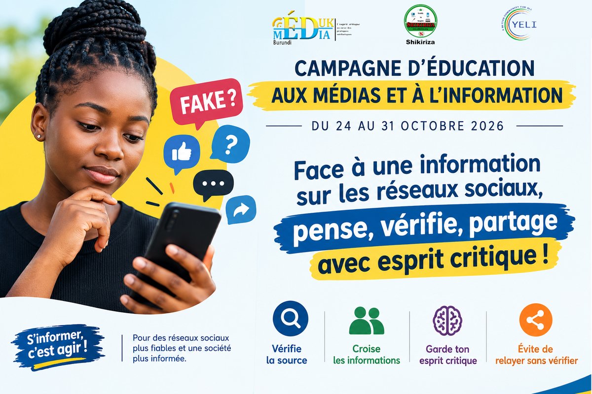 Eduk_MediaBdi's tweet photo. 🔴🎯 À l’ère du numérique, chacun est responsable de l’#information qu’il diffuse.
Soyons des citoyens numériques engagés.
#SMEMI2026 #UNESCO #EMI #MILWEEK2026 https://t.co/69EEZ4I2iA