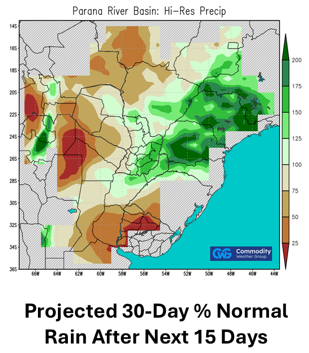 commoditywx's tweet photo. Parana to SE Minas Gerais corn/soy/sugar/wheat likely remain the focus for surplus moisture through early November. https://t.co/Yajkv5e20a https://t.co/tJL8GE8A0a