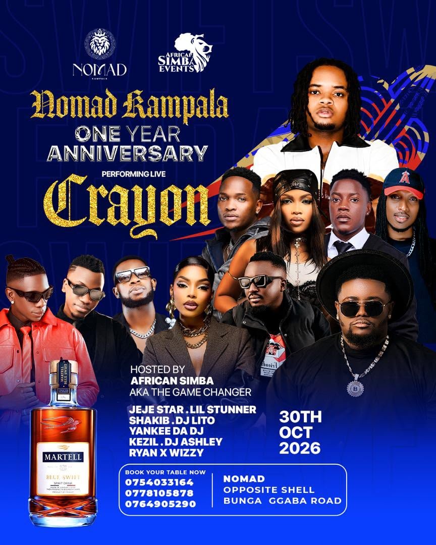 KyarisiimaDiana's tweet photo. The countdown is on! 

Catch @crayonthis LIVE this Friday for the Nomad Kampala 1-Year Anniversary. Tables are selling out fast—lock yours in now! 

🗓 Friday, Oct 30
📍 Nomad (Bunga Ggaba Rd)
📞 Book: 0754033164
#NomadKampalaOneYearAnniversary https://t.co/vrPfHfrhIl