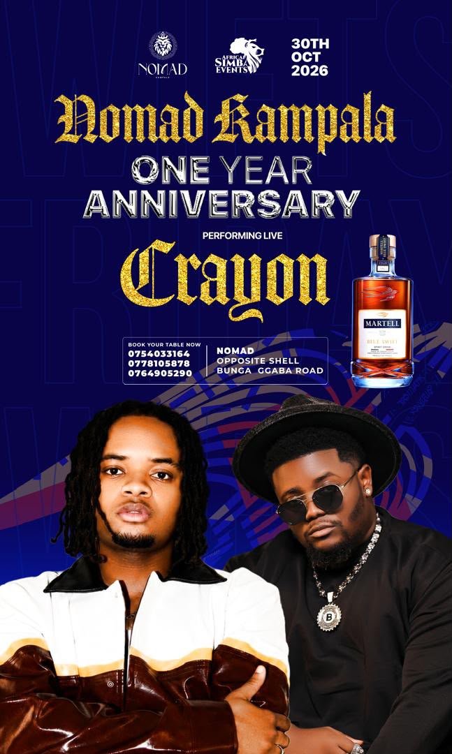 MarvinMuzira's tweet photo. Kampala, this is your sign to make plans for Friday! 

@crayonthis is pulling up at NOMAD and we're celebrating one year in style. You already know the vibes! 

#NomadKampalaOneYearAnniversary https://t.co/cGRMzQiY6L
