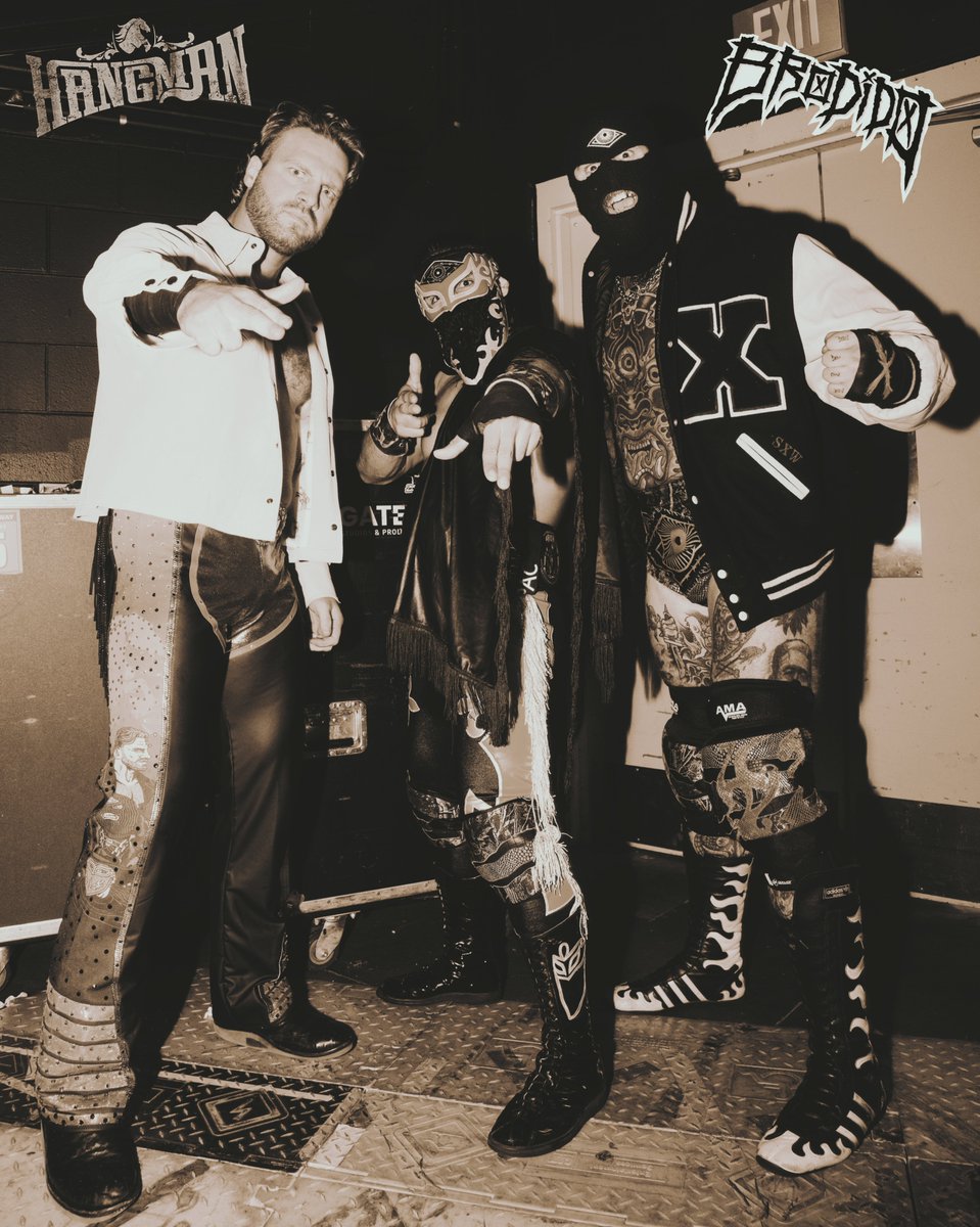 PWTees's tweet photo. Grab this limited edition Hangman Page &amp; Brodido Top Rope Tuesday - El Bueno El Malo y El Guapo shirt on Pro Wrestling Tees. Available for 1 Week Only (until 11/3)
https://t.co/K0npIjJzNo https://t.co/BdKyluKaNb