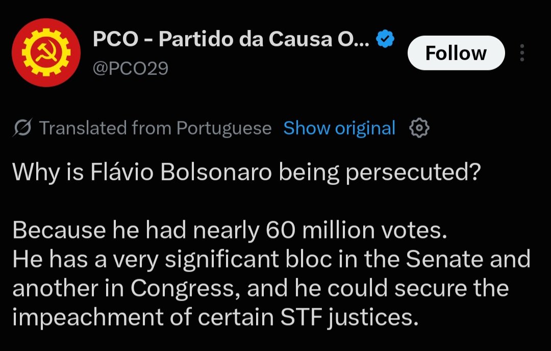 Patric43435's tweet photo. @Georgesantos @SecRubio @FlavioBolsonaro "Brazil is officially a communist dictatorship"

Meanwhile, the brazilian communist party: https://t.co/xtF35LjrN9