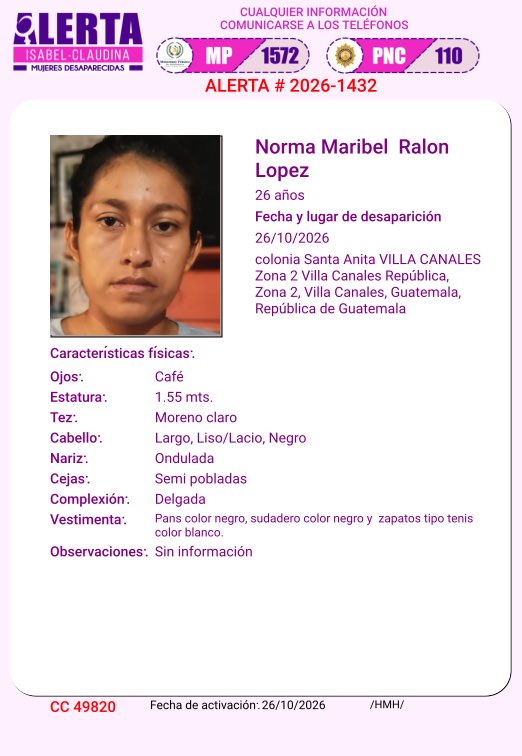 SCSPGT's tweet photo. ¡Ayúdanos a encontrar mujeres desaparecidas en Guatemala! 🚨

Si tienes alguna información, comunícate al 1572 y 110. ☎️ https://t.co/xgdb93kR2P