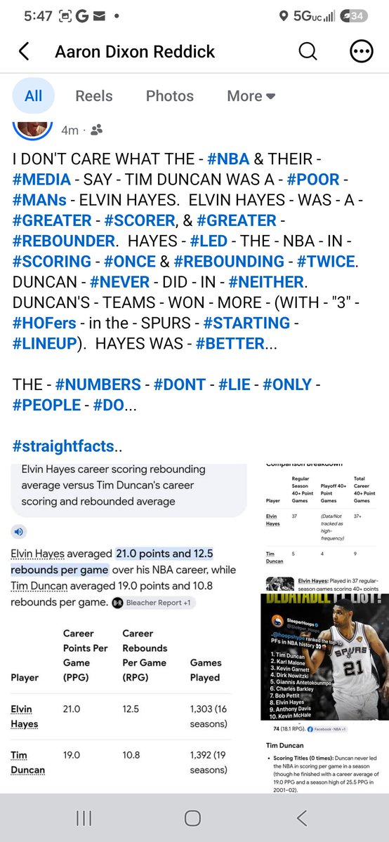 IM2NICEAR's tweet photo. ELVIN HAYES WAS - #BOTH -  A - #GREATER - #SCORER &amp; #REBOUNDER - THAN - TIM DUNCAN.
THE - #NUMBERS - #DONT - #LIE - "ONLY " - THE - #NBA &amp; THEIR - #MEDIA - #DO.  #truestory...

@NBATV @stephenasmith
@Chris_Broussard @KevinGarnett5KG @SHAQ @JuliusErving @MagicJohnson @WaltFrazier https://t.co/raAw9hvERa
