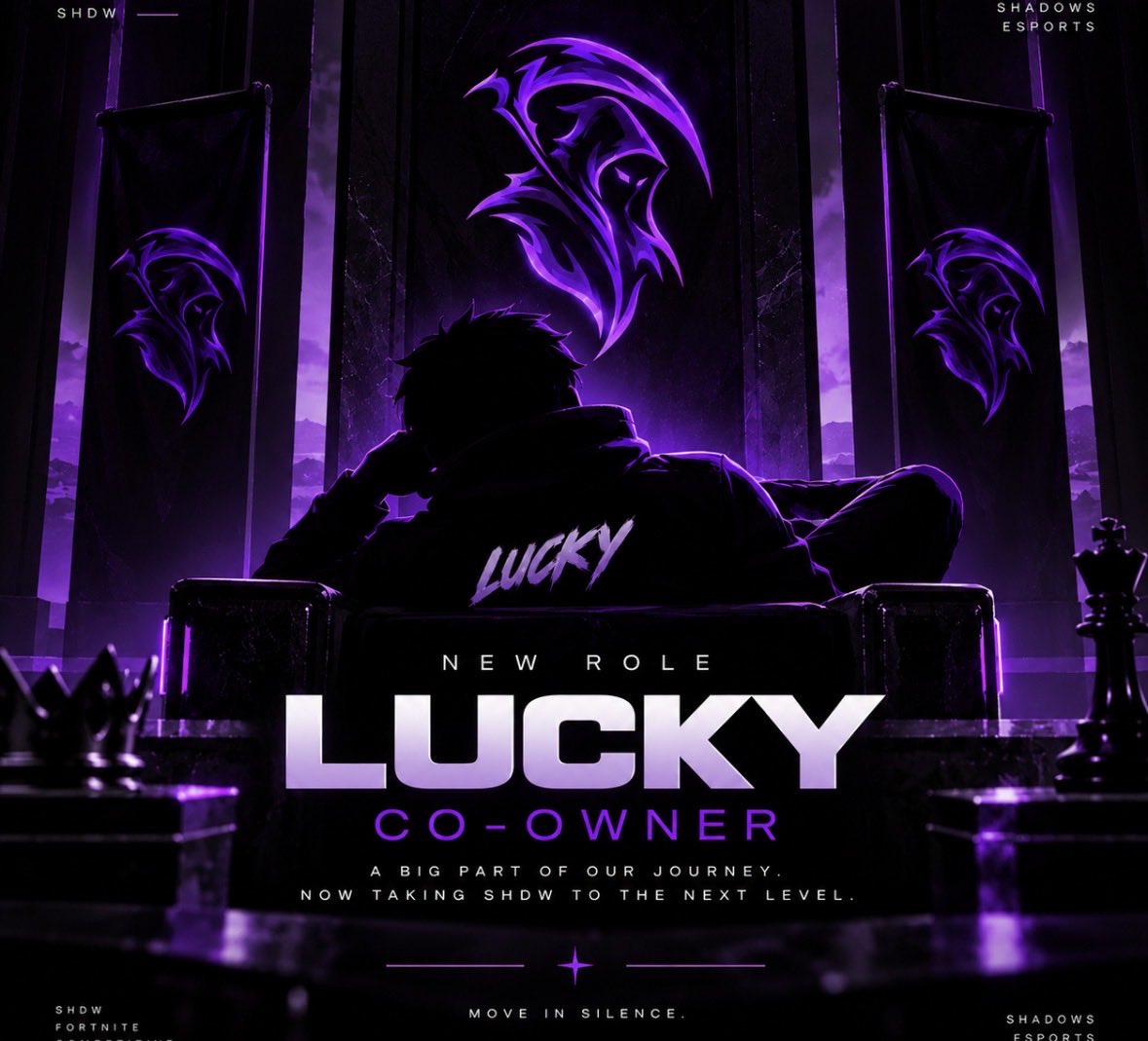 ShadowEsportsHQ's tweet photo. THE STORY CONTINUES. ♟️
Lucky isn’t leaving SHDW.
He’s stepping into a new role — Co-Owner of SHADOWS. https://t.co/WOYUs6Ottv