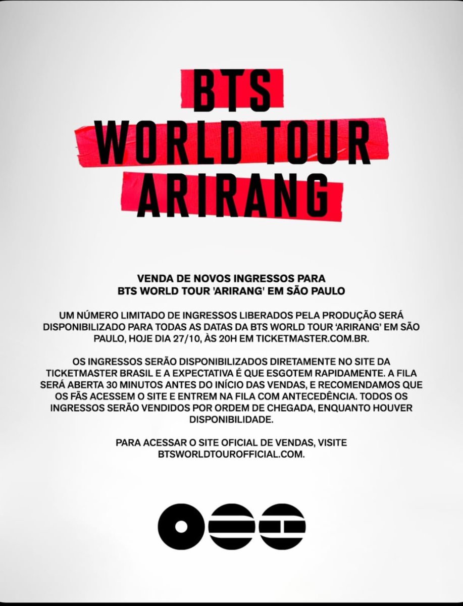 jjkclean's tweet photo. ATENÇÃO 

AS 20h A TICKETMASTER VAI ABRIR INGRESSOS 

BOA SORTE A TODOS https://t.co/wGt2dMExwK