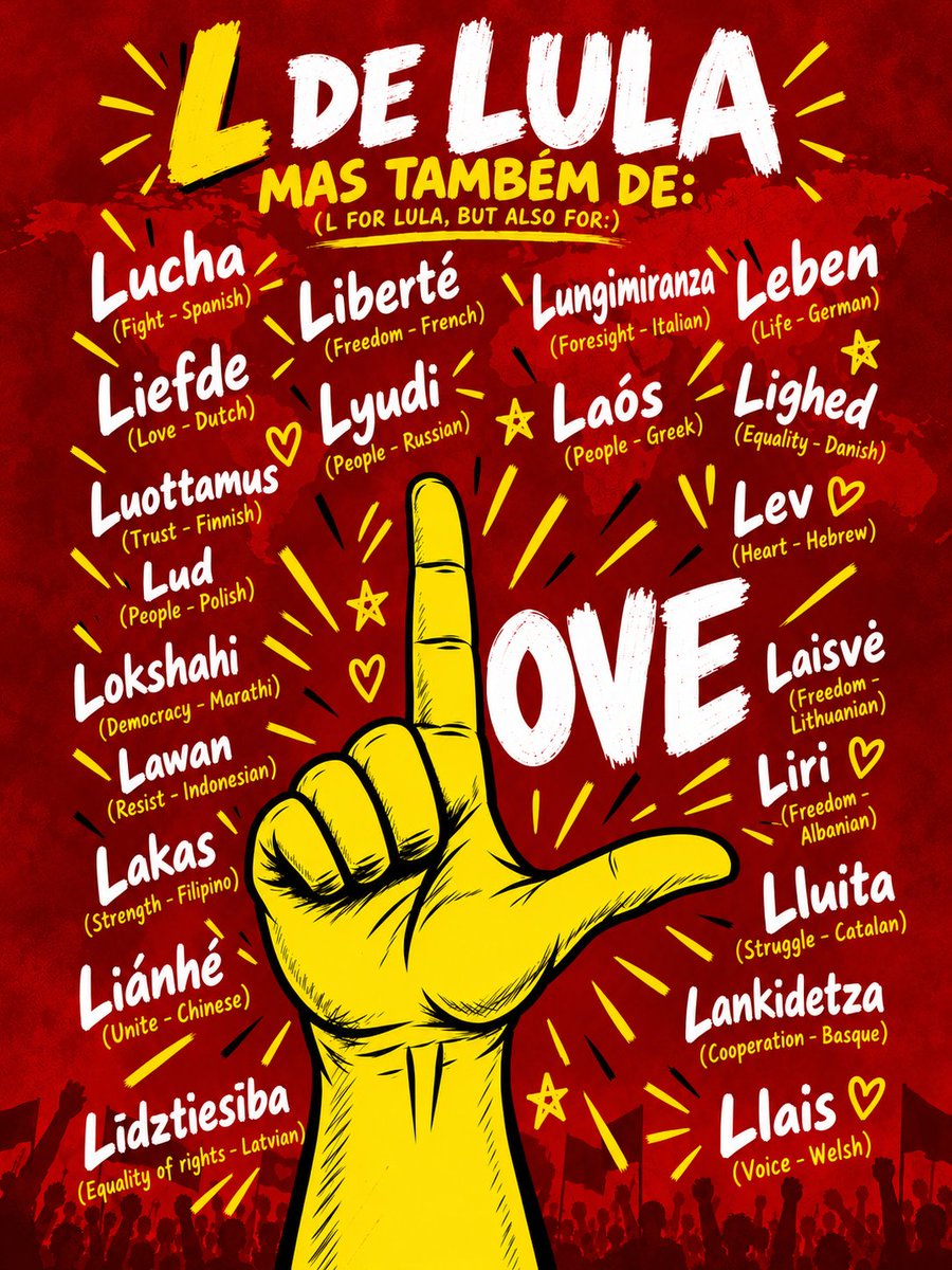 dougui75's tweet photo. @AdaColau @LulaOficial @Frente_Amplio_ L de Lula, però també de lluita, llibertat, igualtat, unió i veu. A cada llengua, un ideal d'un món més just. L'amor no és debilitat, és coratge per lluitar contra les injustícies i transformar la solidaritat en acció. Que mai ens falte l'esperança! ❤️✊

#LDeLula #Democracia https://t.co/oEtUKzGAQB