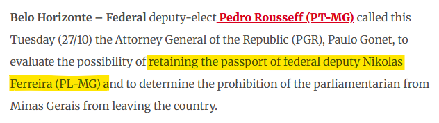 MikeBenzCyber's tweet photo. The Lula regime is now going around seizing the passports of every major figure associated with the political party that beat him in the general election 3 weeks ago. https://t.co/52mP2V3uPP