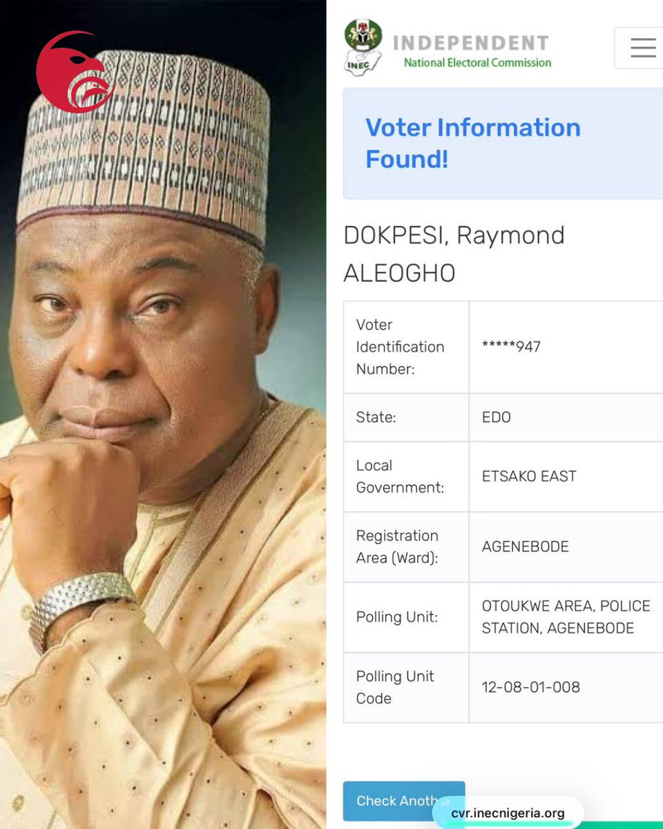 dangbanamanager's tweet photo. Buhari, Akeredolu, Ifeanyi Ubah, Dokpesi. All dead, yet INEC’s portal says “Voter Information Found!”

How many more million dead people are on this register? Who is INEC preparing to vote? https://t.co/uOd9YR9cWb