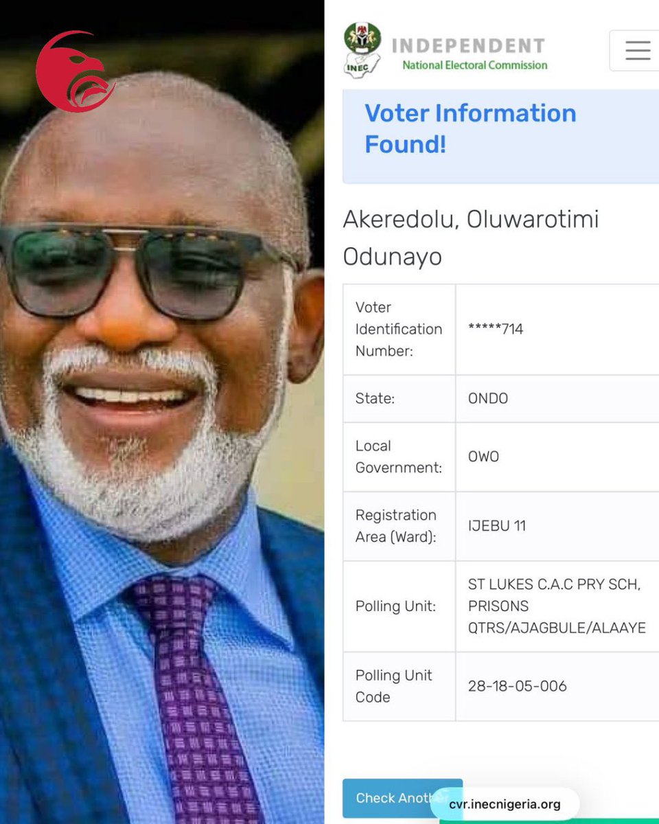 dangbanamanager's tweet photo. Buhari, Akeredolu, Ifeanyi Ubah, Dokpesi. All dead, yet INEC’s portal says “Voter Information Found!”

How many more million dead people are on this register? Who is INEC preparing to vote? https://t.co/uOd9YR9cWb