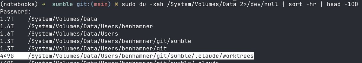 benhamner's tweet photo. Why did I run out of local disk space? oh thanks @claudeai https://t.co/dc2nSXOpMi