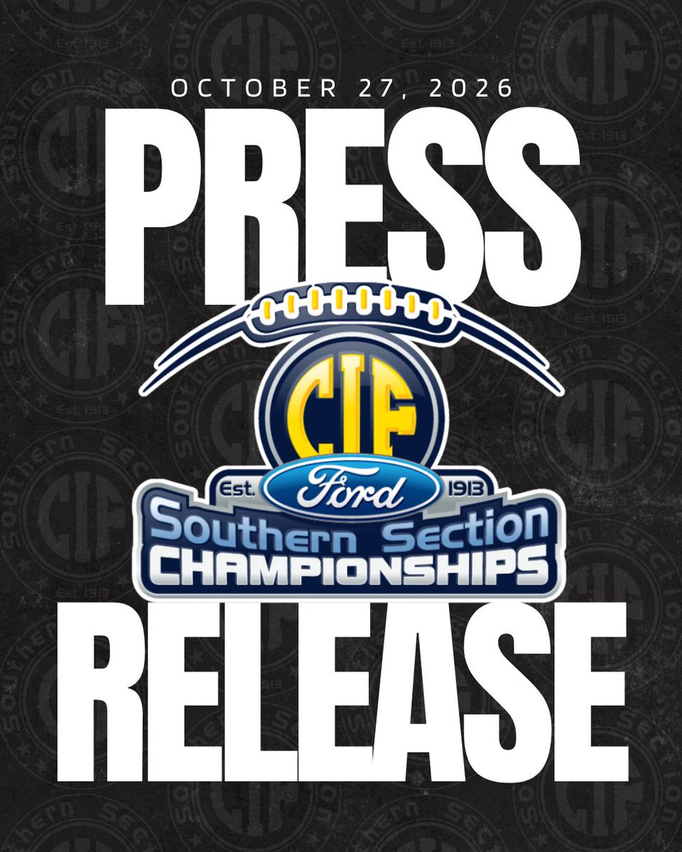 CIFSS's tweet photo. 🚨PRESS RELEASE #10🚨

CIF-SS Announces Location for @SoCaliFord 8-Player Division 1-2 Football Championships

🔗 https://t.co/a3qU0thmHU https://t.co/mht2wj3bD2