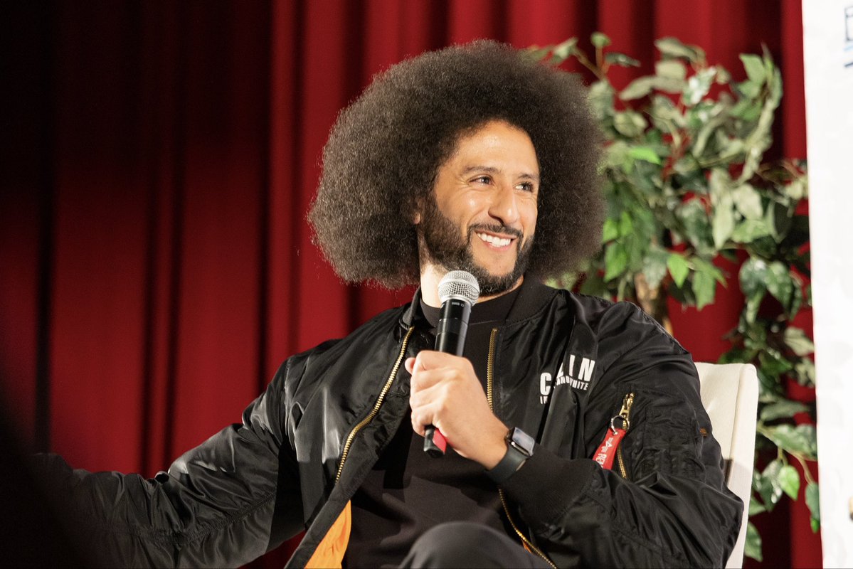Kaepernick7's tweet photo. A few moments from Dallas. Much love to everyone who came out and joined us for an incredible evening celebrating The Perilous Fight. Your energy and support mean so much!

It was an honor to share the stage with legendary track and field icon, 4-time Olympic gold medalist and 8-time World Champion Michael Johnson (@MJGold). Thank you for leading such a thoughtful conversation and bringing so much to the evening!

The tour continues! Houston, we’ll see you tomorrow!

Get your copy of The Perilous Fight at https://t.co/Yam6DH0BZh.
