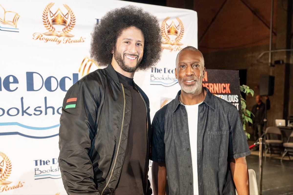 Kaepernick7's tweet photo. A few moments from Dallas. Much love to everyone who came out and joined us for an incredible evening celebrating The Perilous Fight. Your energy and support mean so much!

It was an honor to share the stage with legendary track and field icon, 4-time Olympic gold medalist and 8-time World Champion Michael Johnson (@MJGold). Thank you for leading such a thoughtful conversation and bringing so much to the evening!

The tour continues! Houston, we’ll see you tomorrow!

Get your copy of The Perilous Fight at https://t.co/Yam6DH0BZh.