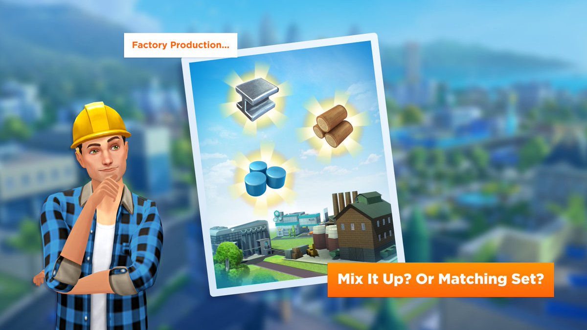 SimCityBuildIt's tweet photo. Hey Mayor!

Every city is unique and each has it's own resource production strategies. 🏭 
When crafting materials, do you produce one item type per factory, or do you mix and match?

Let us know in the comments!

#PlayYourWay #SimCityBuildIt #PlayTogether https://t.co/PiFbUZyVCr
