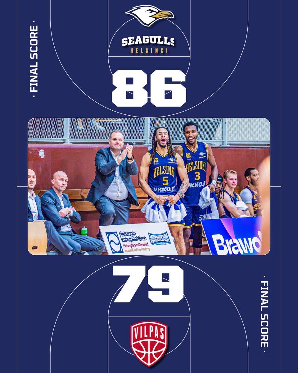GullsBasketball's tweet photo. Q4 ⭐️

GULLS 86 / VILPAS 79

GULLS WIN!🏀

Upea revanssiottelu huipentui voittoon kotiyleisön edessä! 🔥

Tänään päästiin näkemään vauhdikasta korista ja upeita suorituksia, joten tätä lisää perjantaina, kun Kisahallille vieraaksi saapuu Tampereen Pyrintö 🫡

🎟️ Nappaa liput matsiin osoitteesta: https://t.co/oFQ1S0zdDb 

🏀 vs. @ Tampereen Pyrintö
⏱ Pe 30.10 klo 18.30
🏟 Töölön kisahalli

LET’S GO GULLS!💛💙
#gullsnation #korisliiga