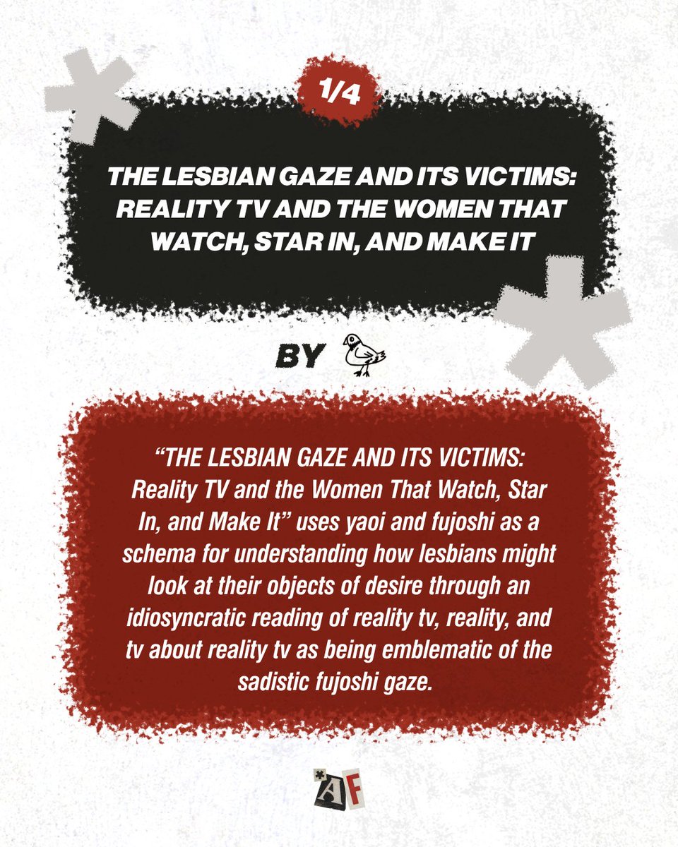 americanfujo's tweet photo. The first essay of the final section is "THE LESBIAN GAZE AND ITS VICTIMS: Reality TV and the Women That Watch, Star In, and Make It" by [Pigeon Icon]! https://t.co/9Dz3PphCQl