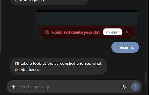mirthtime's tweet photo. @OpenAI I am now having dot delete itself. https://t.co/J71jVcc5La
