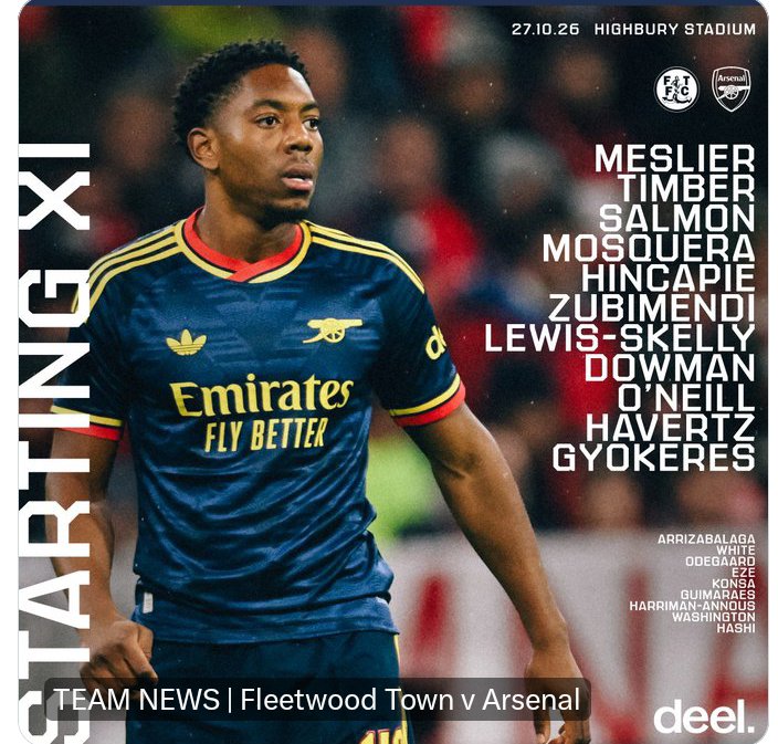 Thesolzsuswam's tweet photo. 🔵 𝗧𝗘𝗔𝗠𝙉𝙀𝙒𝙎 🟡
Your Carabao Cup Gunners 👊
#Arsenal Eleven to face Fleetwood tonight
🤝 @deel https://t.co/epOvbkWK0d