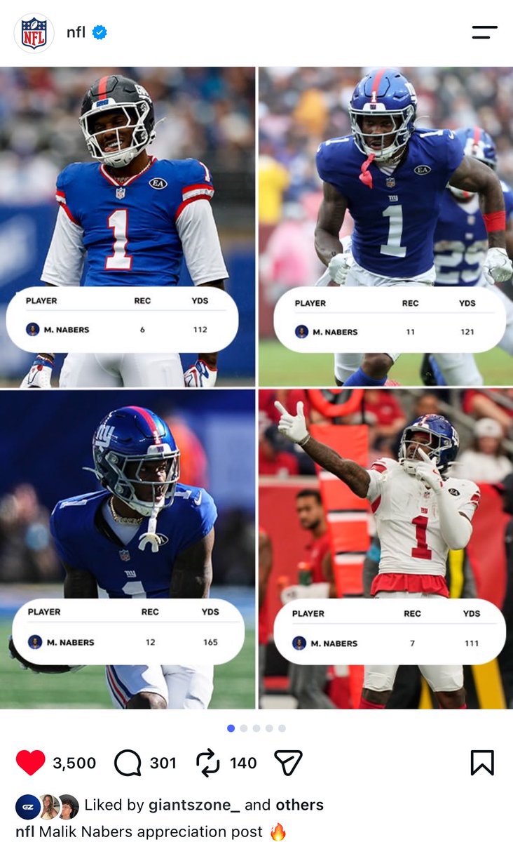 carlymersky's tweet photo. The league knows Nabers is a superstar🤩 https://t.co/0gkGg8k1LQ