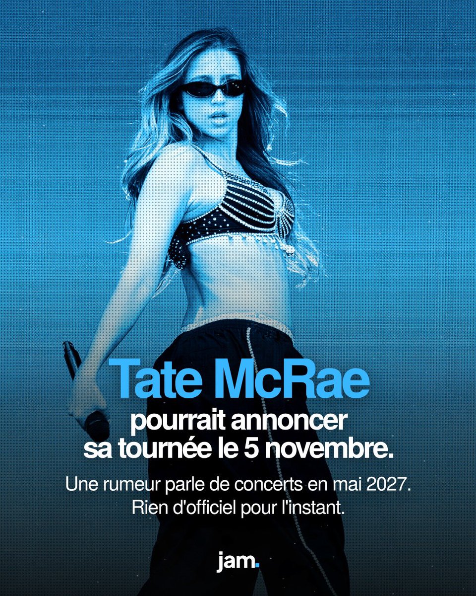 jamapp_fr's tweet photo. Apparemment Tate McRae va annoncer sa tournée le 5 novembre, et il y aurait un concert à Paris début mai ! 👀

Active l'alerte sur l'app Jam pour choper ta place si c'est confirmé 📲 https://t.co/kvU1GUUApy