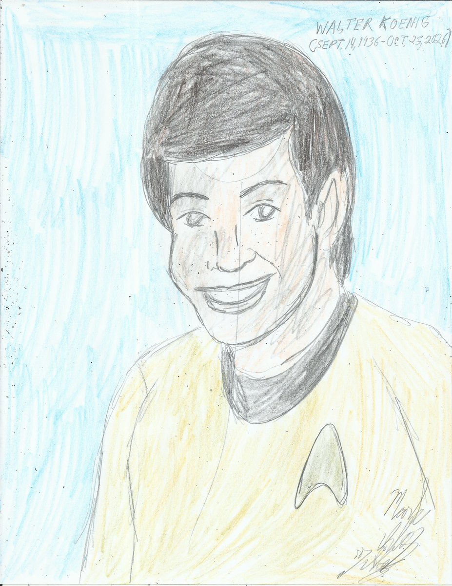 MarkIrby1's tweet photo. Rest In Peace Star Trek Star & Actor Walter Koenig aka Chekov (September 14, 1936-October 25, 2026). You Will Never Be Forgotten. #artwrok #actor #writer #producer #director #walterkonig #rip #ripwalterkeonig #ripchekov #gonebutnotforgotten #portrait https://t.co/tlcAkBzRpq https://t.co/CWoPg2FsMM