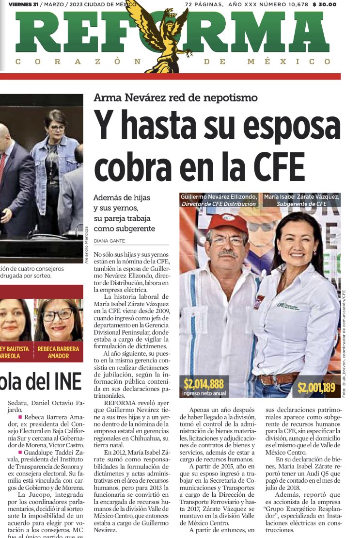 Aureliano_Garci's tweet photo. Igualito que el hijo de perra de Guillermo Nevárez de @CFEmx …no solo es dueño de las empresas contratistas mas “agraciadas” con contratos sino que tiene a toda la familia cobrando sueldos multimillonarios https://t.co/hbufSA3GwG
