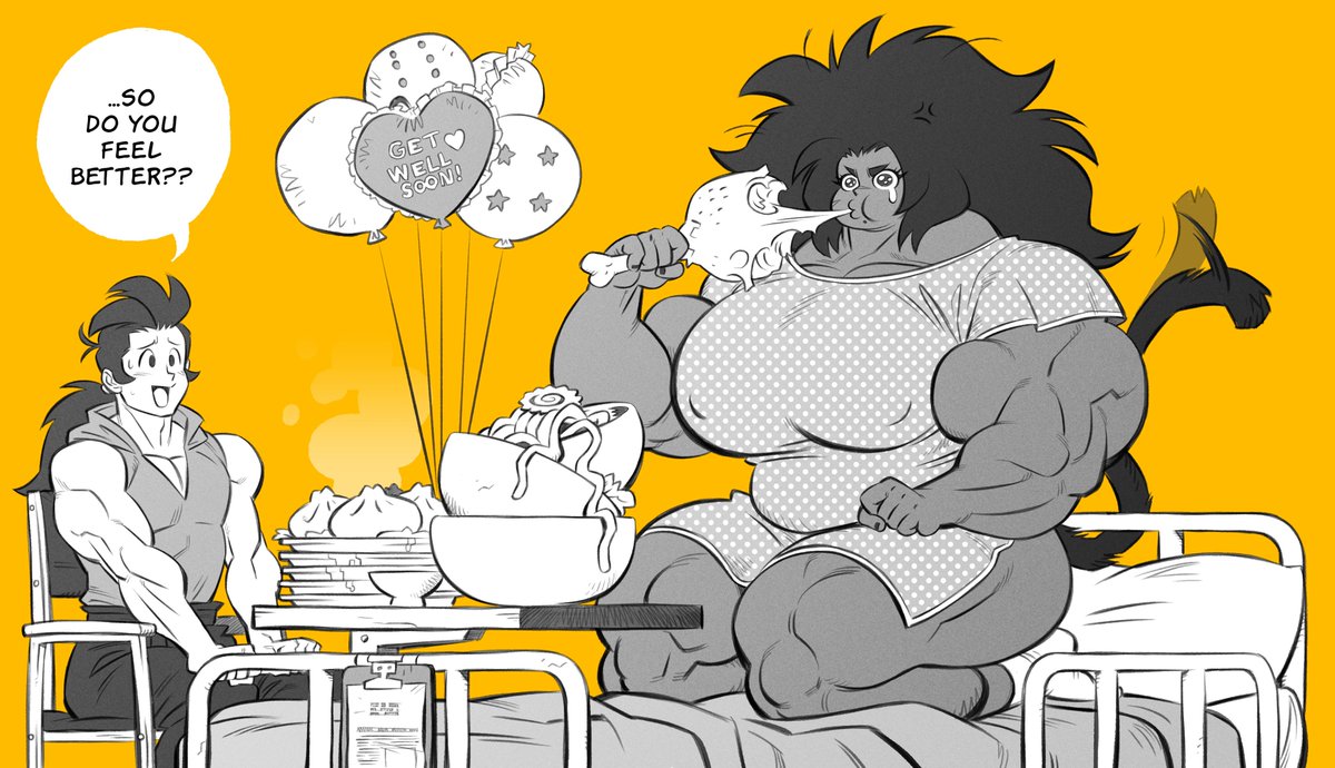 tilingart's tweet photo. Sketch for @DEEDaruma 
After her crazy ass workout Kombu needed some comfort bulk up 🍖😭 https://t.co/jxubnu3GB9