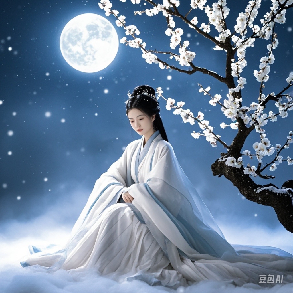 gumixinn's tweet photo. [梅凉沂が空に舞う微かな花びらに、冷たい夜風がそっと手を伸ばす]， https://t.co/xBJxkA8Q7U