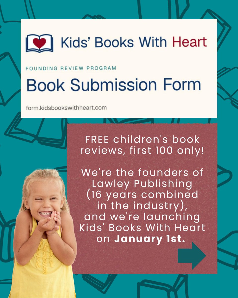 LawleyPublishi1's tweet photo. ⭐ Something NEW is happening at Lawley! ⭐

We're excited to announce the launch of Kid's Books With Heart! ❤️ 📚

To celebrate, we're offering FREE children's book reviews for the first 100 submissions! 🎉

Check it out here ➡️ https://t.co/KVjh5p04l5 https://t.co/4NRfEdwN15
