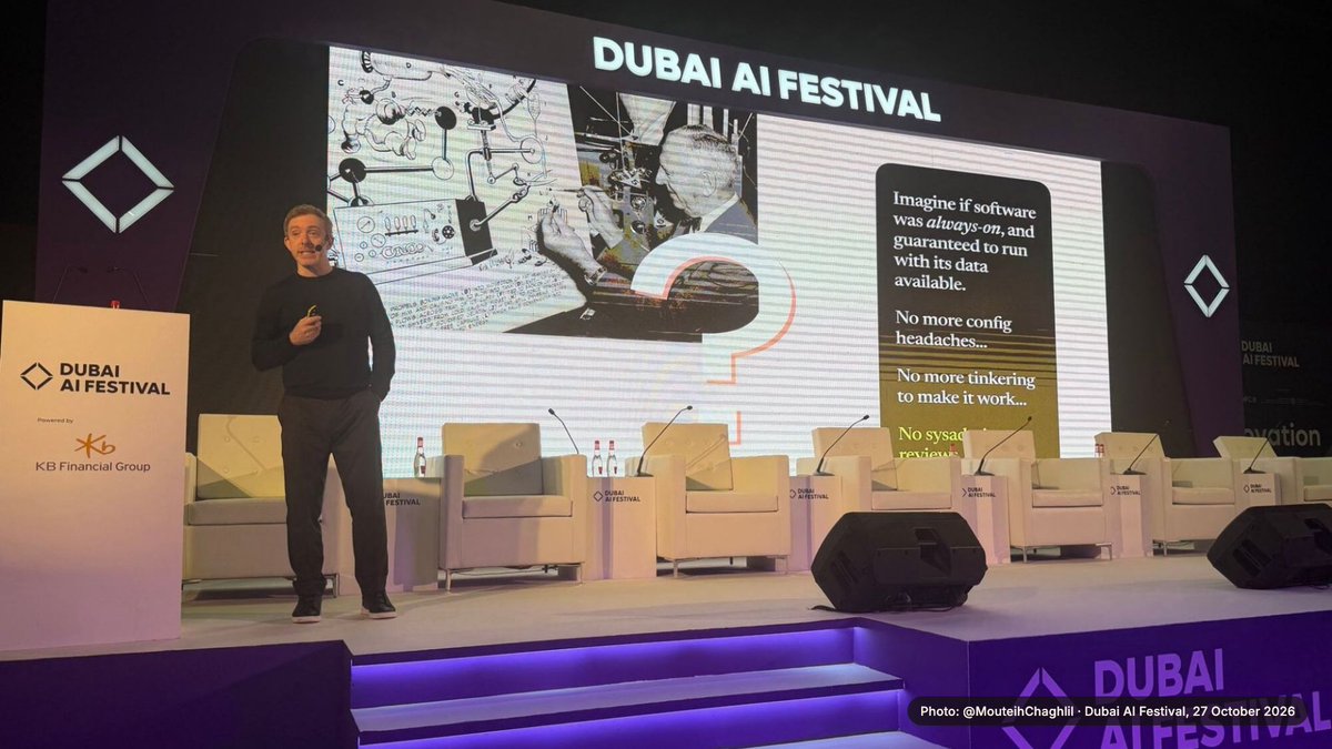 dfinity's tweet photo. DFINITY was in attendance at the Dubai AI Festival, over the last two days.

@dominic_w presented 'Sovereign Cloud for the AI Era', and the festival's official report was published, The State of AI 2026, which came out with DFINITY's participation. 

The report includes an article on Dominic and the Internet Computer's cloud engines. 

Here's our round up of the last two days from @DubaiAIFest.