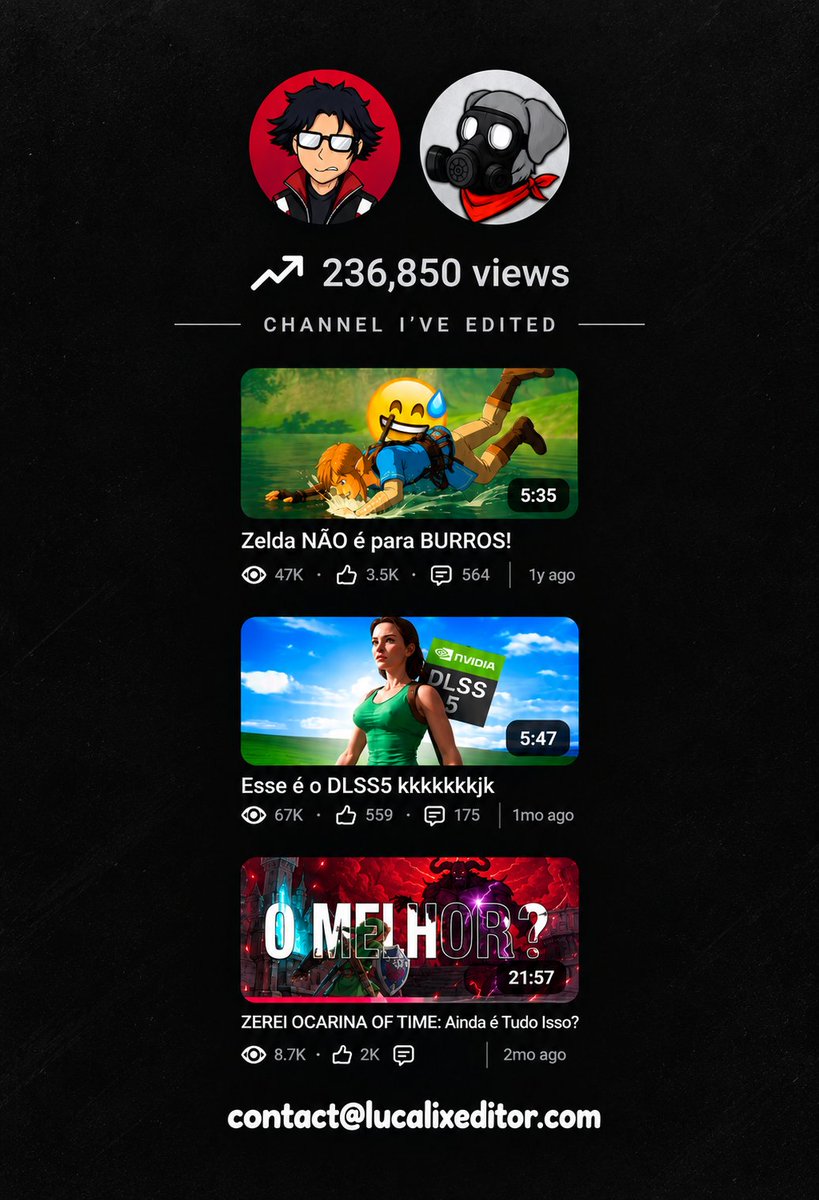 lucaliix's tweet photo. I've edited for some channels that shows the results of my editing style.
If you need an editor to improve your content, text me! My DMs are open.
#hiringvideoeditor #lookingforeditor https://t.co/GhmlrozcYZ