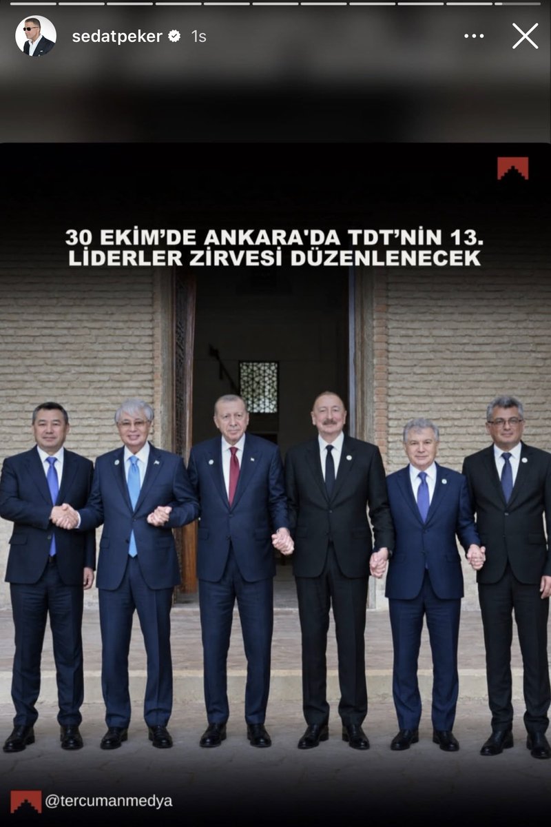 memleketyoutube's tweet photo. Sayın Reis Sedat PEKER, Türk Devletleri Teşkilatı’nın 30 Ekim’de Ankara’da gerçekleştirilecek 13. Zirvesi’ne ilişkin Instagram hesabından destek paylaşımında bulundu.

🇹🇷 🇦🇿 🇰🇿 🇺🇿 🇰🇬 🇹🇲 https://t.co/iZBIMBWrx0