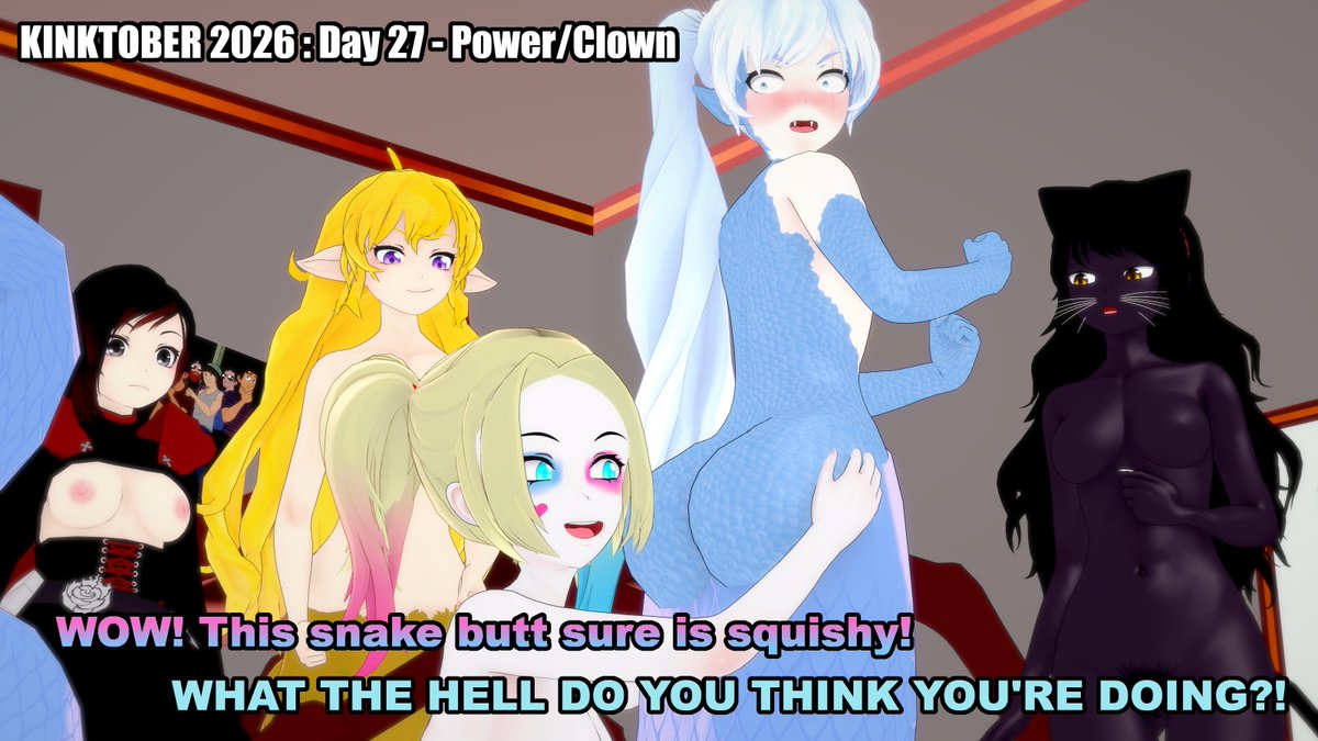CharonMaster's tweet photo. Kinktober 2026 Day 27 - Power/Clown (1/3)
#RWBY #Kinktober2026 https://t.co/lGmwLo8hy2