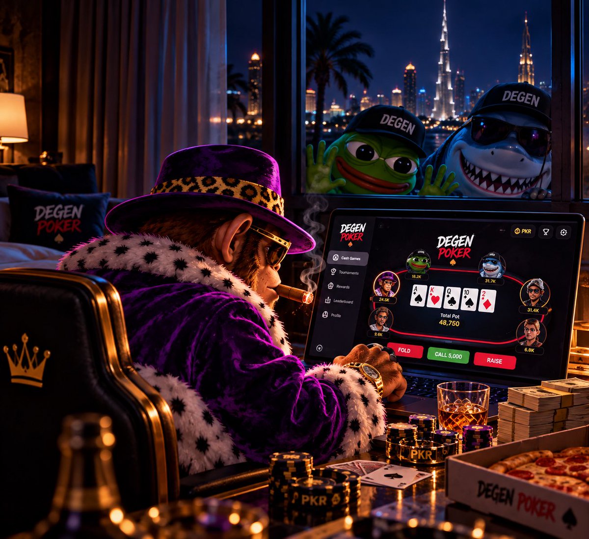 DegenPokerBase's tweet photo. 🐒🐸 DEGEN POKER IS OFFICIALLY LIVE! ♠️🃏

The wait is finally over, degens!

We’re excited to announce that the Degen Poker gaming dApp is now LIVE and open to everyone! 🚀

🎰 WHAT’S AVAILABLE NOW?

♠️ Cash Game Tables – Take your seat and start playing!

🏆 First Test Tournaments – Multiple buy-in levels already available.

🔥 COMING IN THE NEXT FEW DAYS:

💬 Dedicated Telegram community for players.

🌟 Private tournaments featuring KOLs & celebrities.

👑 First details about exclusive perks and benefits for $PKR holders.

And that’s just the beginning. More features will be rolled out progressively!

💰 THE $PKR FLYWHEEL IS ALREADY IN MOTION!

🔸 50% of all platform fees will be used to buy back $PKR directly from the market.

🔸 Playing on Degen Poker makes you eligible for potential future airdrops and loss chargeback programs.

🔸 Additional buyback mechanisms and token utilities will be introduced over time.

🐒🐸 Our mission? Simple.

Build a real poker ecosystem where platform activity creates value for the entire Degen Poker Family.

The platform is live. The flywheel is spinning.

If you have any suggestion or you find any bug, feel free to comment under this post! 

Now it’s time to PLAY, degens! ♠️

Good players. Bad decisions. Real utility.