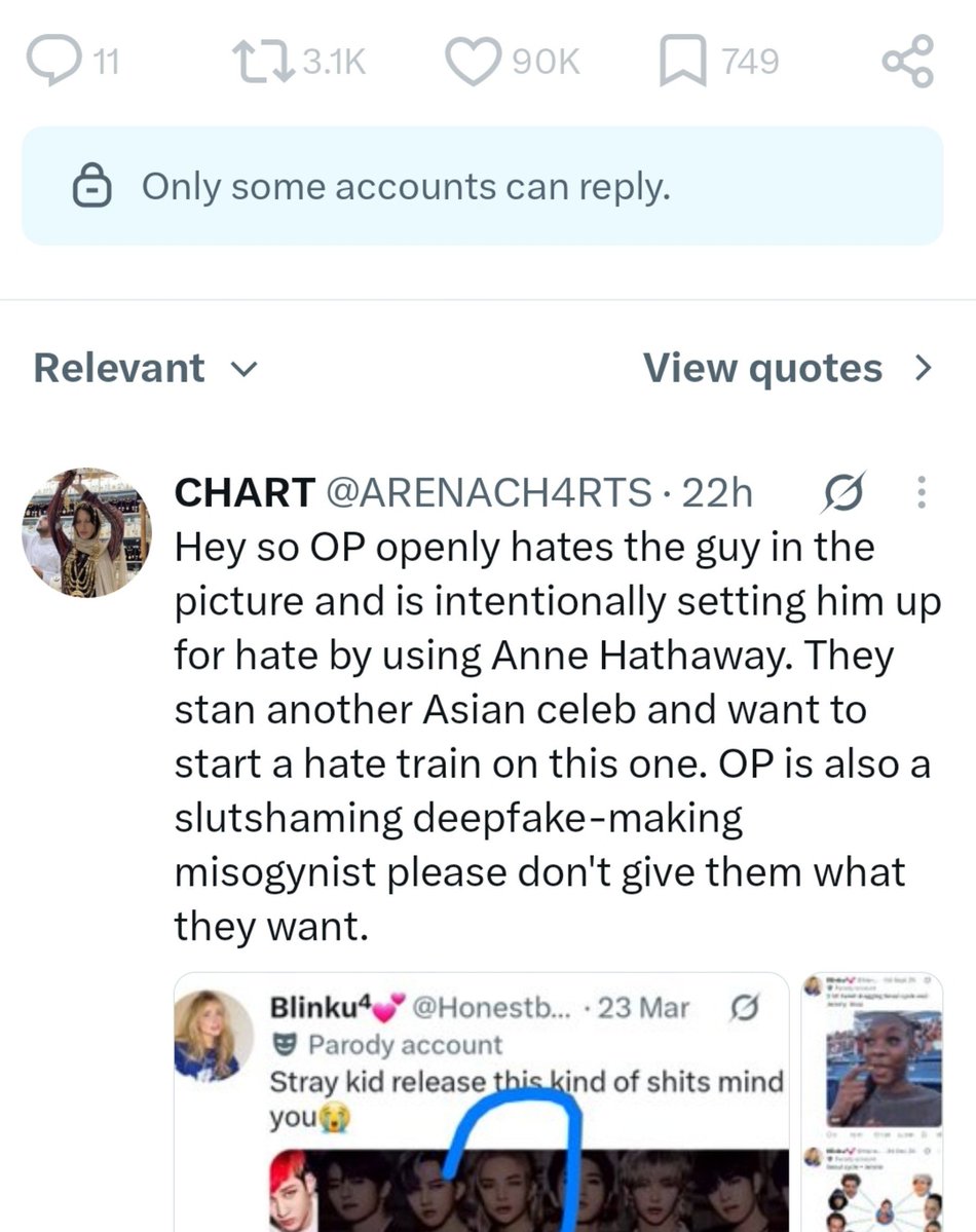 ARENACH4RTS's tweet photo. @WeekendftWafa She blocked me for very kindly warning her to not engage with 300-likes ragebait content. It cannot be that hard to not give weirdos like OP what they want. Ragebait accs becomes impossible to report when locals desperate for hit tweets keep giving their ragebait attention. https://t.co/0bNxvZBW3K