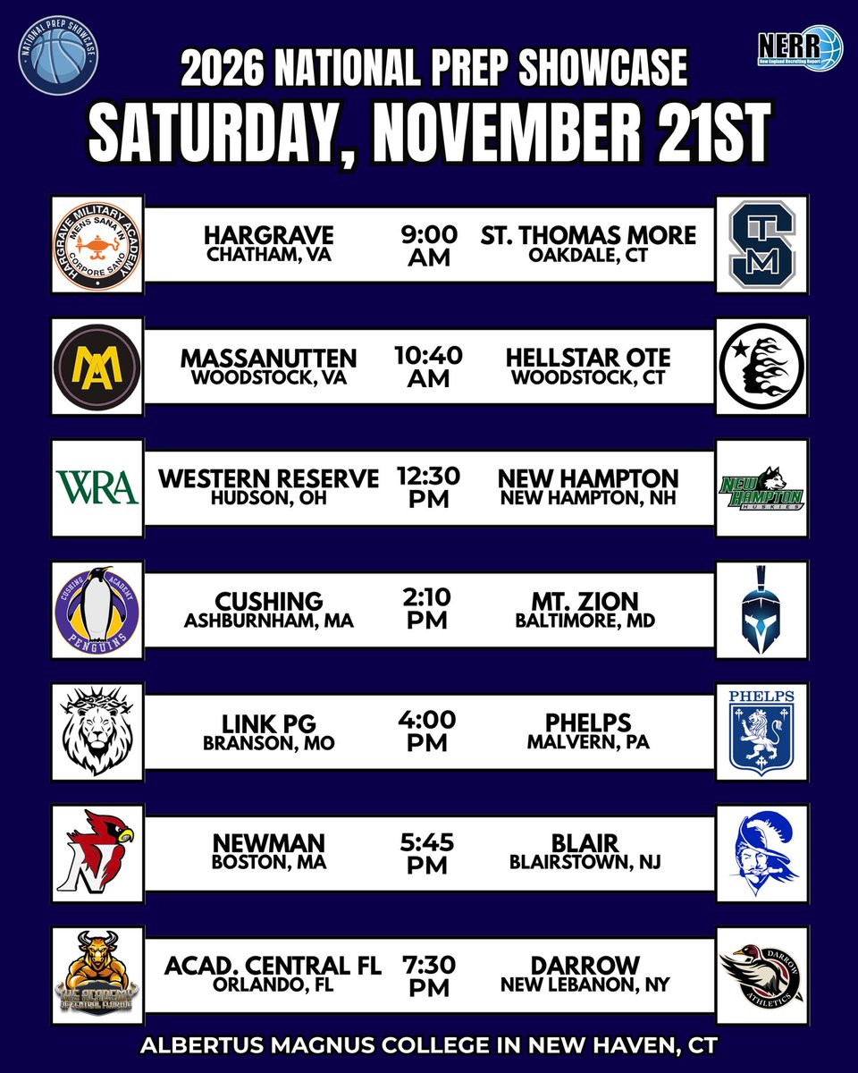 PrepNational's tweet photo. NEW HAVEN WE’RE BACK 🗣️🔥

The annual kick off to the National Prep Championship Series takes place just under a month from today in New Haven!

📍: Albertus Magnus (New Haven, CT)
🗓️: November 20-22
👤: 24 teams

https://t.co/2P6txcmuhc https://t.co/zzrgdHpy1I