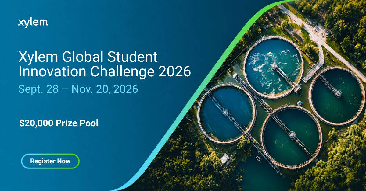 bemyapp's tweet photo. What could you build to help solve the world’s biggest water challenges?💡💧 Join students around the world in the Xylem Global Student Innovation Challenge, Sept. 28 - Nov. 20. Register now! https://t.co/iPpkaHn0a0 #xyleminnovationchallenge2026 https://t.co/9QzANCX5as
