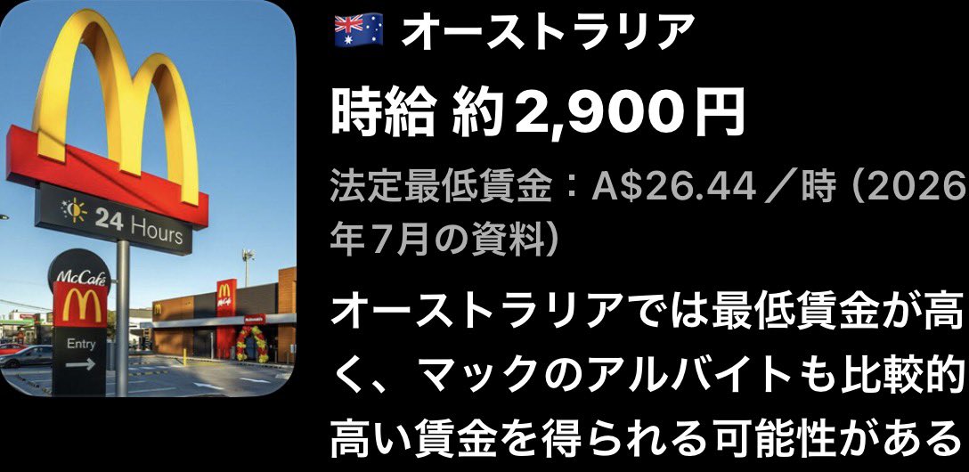 ngo2nd510's tweet photo. (お金･社会)

オーストラリアの時給が1番高いんだって！時間帯で変わるんだろうけどなんかすごい(･∀･) https://t.co/OUeBfIa994
