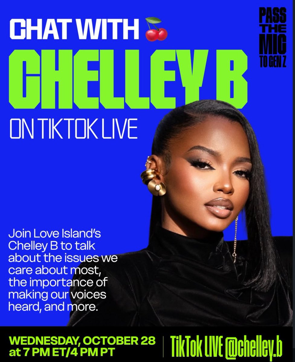 chelleybase's tweet photo. Chelley Bissainthe is Collaborating with ‘When We All Vote’ Chelley B will be going Live October 28th @ 7Pm ET/ 4Pm PT to Discuss her top issues this election season, the power of using our voices, and more! https://t.co/GVkwLqJuPh