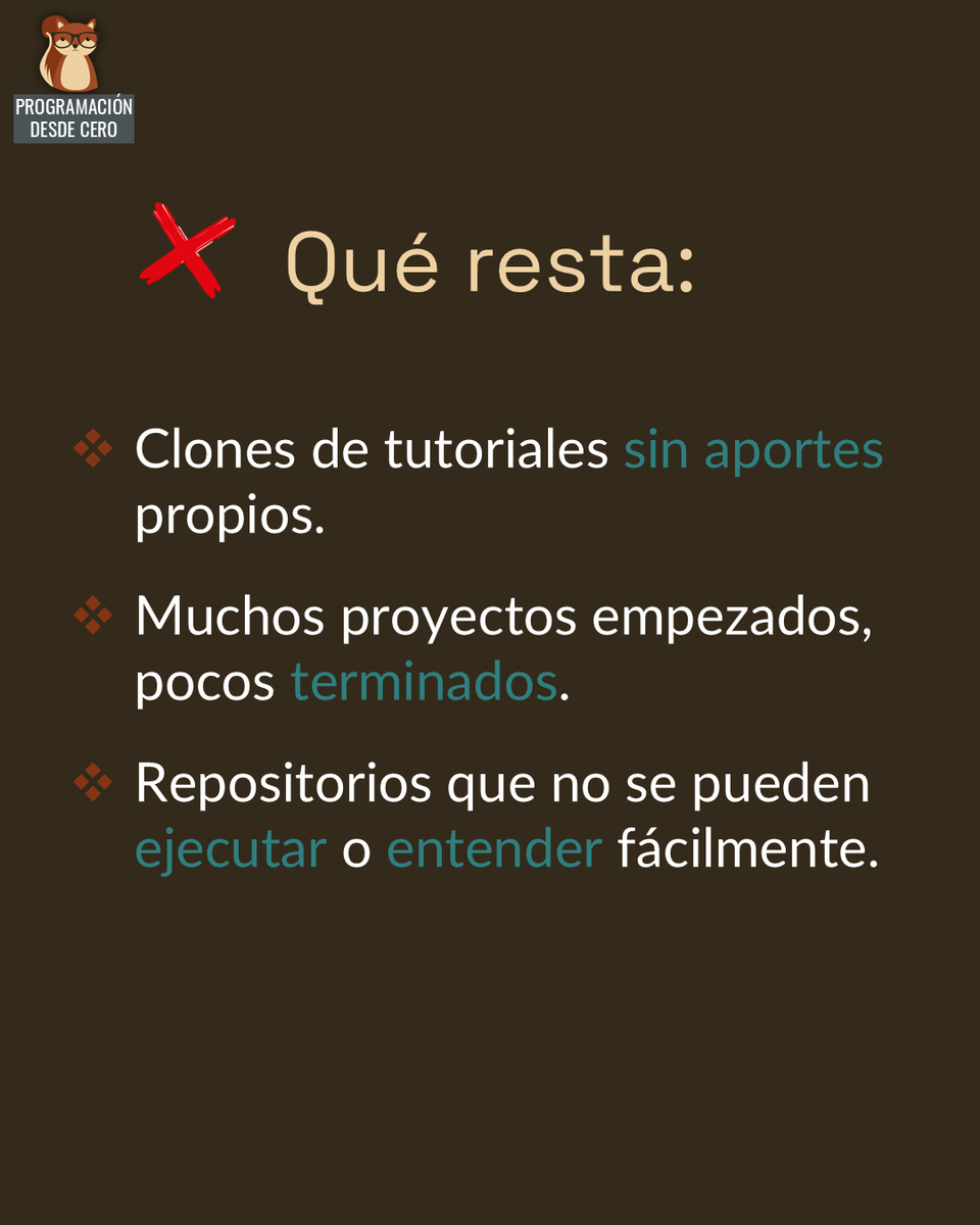 Programacion_0's tweet photo. Tu portfolio debe mostrar qué sabés hacer y qué tecnologías probaste. No necesita tener proyectos de calidad comercial ni ideas novedosas.
Puede resolver un problema común, automatizar una tarea repetitiva, o mostrar información de forma útil.

#programadores #junior #consejos https://t.co/p8QKXLeKD7