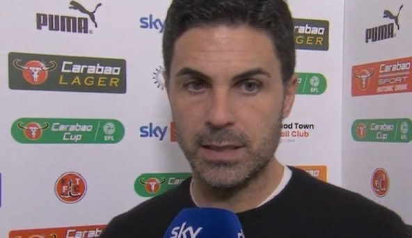 krist_AFC's tweet photo. 🗣️Mikel Arteta:

 “Congrats to Fleetwood. A really sad day for us. I cant fault the attitude of our players. We didnt capitalise on the margins. We are all sad, we have a massive responsibility to carry this badge. It has nothing to with attitude.” https://t.co/rwJMB82AGE