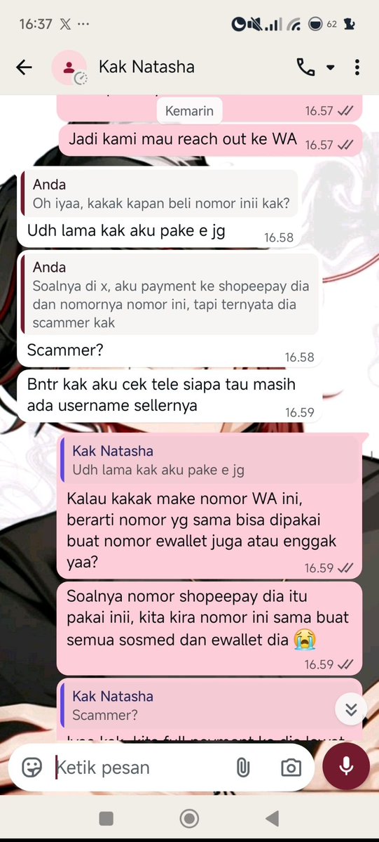 ChloeDvzyy's tweet photo. Guys, jangan cht nomer spay nya ya.. nomer yg tercantum di wa ini pemilik nya bukan natasha. Jadi kalo dri kalian banyak yg cht di wa, takut orgnya keganggu. Ss an di bawah ini bukti cht tmn ku ke nomer WA nya.
Izin pinjem ht😓🙏🏻 #warungeos https://t.co/kdS3caGzUR