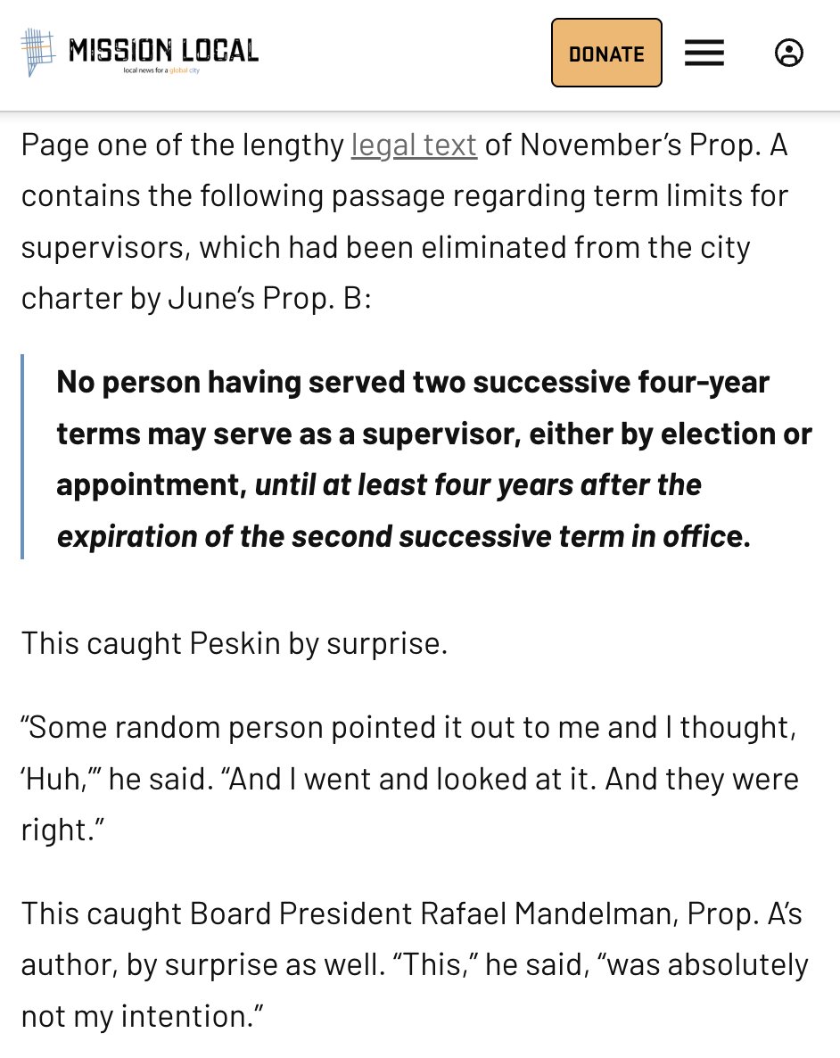 jrivanob's tweet photo. Bit of a blunder for Mayor Lurie, Rafael Mandelman &amp; others who put Prop A together.

Language on the very first page of Prop A, phrasing that was not caught by its authors, could inadvertently undo the separate term-limit measure voters passed in June.

Certainly not the intent. https://t.co/wmtzIAinxt