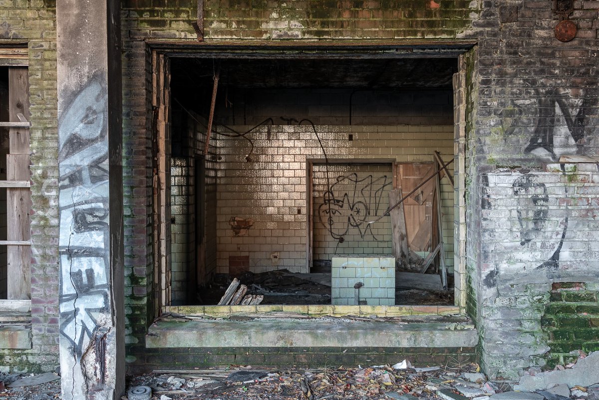 ExploresMr's tweet photo. Subterranean. The lower levels of an abandoned street car parts factory in Cleveland, Ohio. Nothing quite as good as finding the old circular locker room fountain sinks, even if they have long been removed from their base... https://t.co/r3HMKHuOED