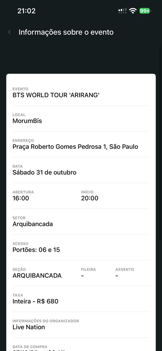 Quinterosg2034's tweet photo. VENDO INGRESSO DE BTS / DIA 31 

ARQUIBANCADA DIA 31 
Preço justo

Compro, alguém vendendo, procuro, bts arirang, ticket Brasil, São Paulo, show https://t.co/L0g6k9LrfA