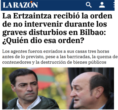 CCivicaCatalana's tweet photo. La policía autonómica vasca recibió la orden de arriba de no actuar contra los cachorros pro-etarras.

Los salvajes campando a sus anchas con el beneplácito de los políticos del PNV.

Nunca se debería haber transferido la policía a los separatistas. Es de 1º de sentido de Estado. https://t.co/9tfJ15GS6u